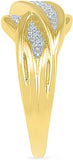 Radiant Bay Ribbon Ripples Yellow Gold Diamond 14 K Ring