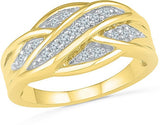 Radiant Bay Ribbon Ripples Yellow Gold Diamond 18 K Ring