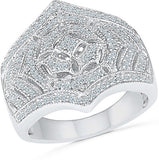 Radiant Bay Royal Night out Sterling Silver Diamond Ring