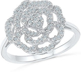 Radiant Bay Blossom Lure White Gold Diamond 14 K Ring