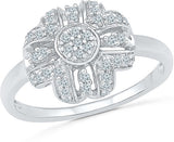 Radiant Bay Fancy Ornate White Gold Diamond 14 K Ring