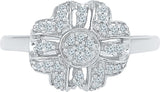 Radiant Bay Fancy Ornate White Gold Diamond 14 K Ring