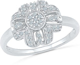 Radiant Bay Fancy Ornate White Gold Diamond 14 K Ring