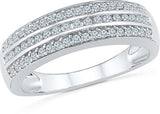 Radiant Bay Three Layer White Gold Diamond 18 K Ring