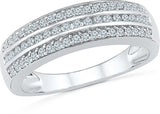 Radiant Bay Three Layer White Gold Diamond 18 K Ring