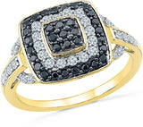Radiant Bay Black Bejewel Yellow Gold Diamond 18 K Ring