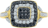Radiant Bay Black Bejewel Yellow Gold Diamond 14 K Ring
