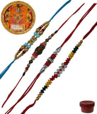 Laviva Amazing Set of 4 Beads & Stone Rakhis with Thali Design Designer Rakhi