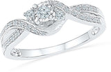 Radiant Bay Striking Three Stone White Gold Diamond 14 K Ring