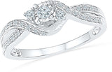 Radiant Bay Striking Three Stone White Gold Diamond 14 K Ring