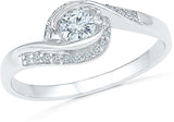 Radiant Bay Two Together Solitaire White Gold Diamond 18 K Ring