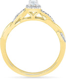 Radiant Bay Artistic Rope Yellow Gold Diamond 14 K Ring