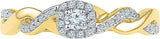 Radiant Bay Artistic Rope Yellow Gold Diamond 14 K Ring