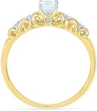 Radiant Bay Luxurious Solitaire Yellow Gold Diamond 18 K Ring