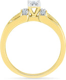 Radiant Bay Classic Frame Solitaire Yellow Gold Diamond 14 K Ring