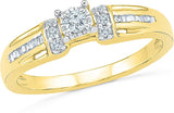 Radiant Bay Classic Frame Solitaire Yellow Gold Diamond 14 K Ring
