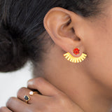 Exxotic Jewelz Diva Fashion Yellow Gold Cubic Zirconia Silver, Brass Cuff Earring