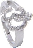 Amantran Jewels Om shaped Silver Zircon Sterling Silver Ring