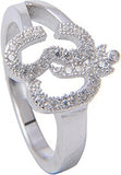 Amantran Jewels Om shaped Silver Zircon Sterling Silver Ring