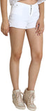 SMART DENIM Solid Women's White Denim Shorts