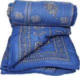 Spangle Floral Single Quilts & Comforters Blue