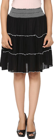 Antistreet Printed, Self Design, Solid Women's Regular Black Skirt