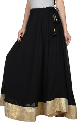Antistreet Printed, Self Design, Solid Women's Regular Black Skirt