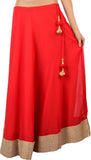 Sharleez Solid Women's A-line Red Skirt