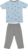 Mom and Kid Baby Girl's Printed Blue, Grey Top & Pyjama Set