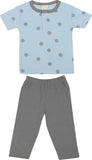 Mom and Kid Baby Girl's Printed Blue, Grey Top & Pyjama Set