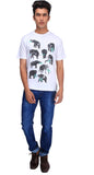 One For Blue Animal Print Men's Round Neck T-Shirt