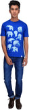 One For Blue Animal Print Men's Round Neck T-Shirt