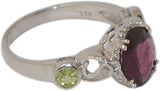 Manirathnum Manirathnum Garnet & Peridot Gemstone Silver Ring Sterling Silver Garnet Brass NA K Ring