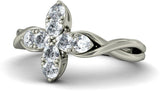BlueStone The Aster White Gold Diamond 18 K Ring