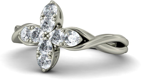 BlueStone The Aster White Gold Diamond 18 K Ring