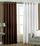 Hargunz Polyester Brown, White Motif Eyelet Long Door Curtain