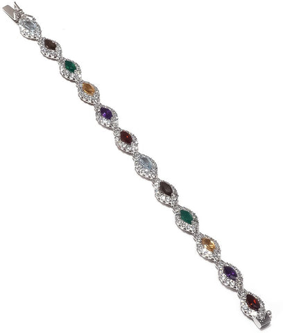 Be You Sterling Silver Quartz Rhodium Tennis Bracelet