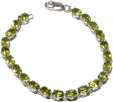 Be You Sterling Silver Peridot Rhodium Tennis Bracelet
