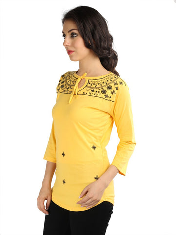 Wajbee Casual 3/4 Sleeve Solid Women's Top