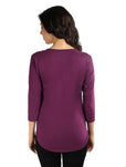 Wajbee Casual 3/4 Sleeve Solid Women's Top