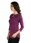 Wajbee Casual 3/4 Sleeve Solid Women's Top