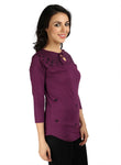 Wajbee Casual 3/4 Sleeve Solid Women's Top