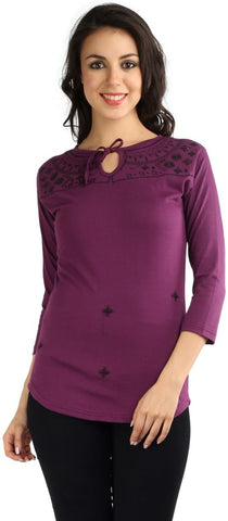 Wajbee Casual 3/4 Sleeve Solid Women's Top