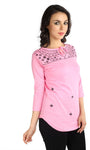 Wajbee Casual 3/4 Sleeve Solid Women's Top