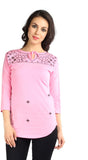 Wajbee Casual 3/4 Sleeve Solid Women's Top