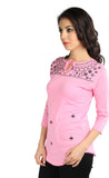 Wajbee Casual 3/4 Sleeve Solid Women's Top