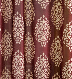 SWHF Cotton Maroon Striped Eyelet Window & Door Curtain