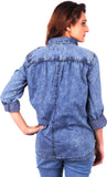 Concepts Women's Embroidered Casual Denim Shirt