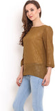 Trend Arrest Casual 3/4 Sleeve Solid Women's Top