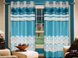 Home Creations Polyester Blue Floral Eyelet Door Curtain